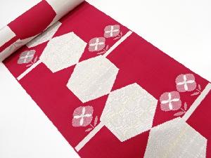 アンティーク　亀甲に花模様織り出し　八寸帯地反物